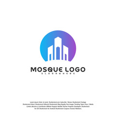 Islamic logo design vector. Mosque logo template. Muslims learn logo templates