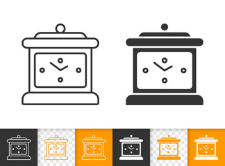 Clock simple black line vector icon