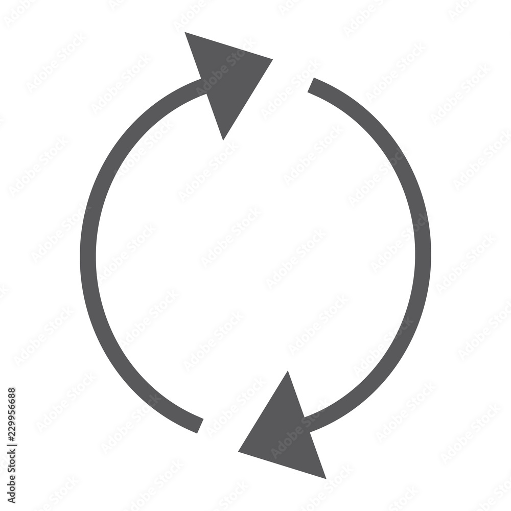 Poster reload glyph icon, rotation and spin, arrow refresh sign, vector graphics, a solid pattern on a whit