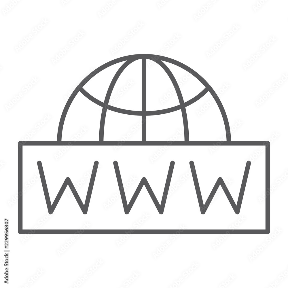 Poster world wide net thin line icon, communication and network, internet sign, vector graphics, a linear p