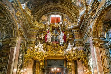 Fototapeta na wymiar Indoor sight in the Church of Santa Maria Maddalena in Rome, Italy.