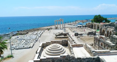 Aerial View Of Ancient Ruins In Side, Antalya Turkey. 4K Drone Footage On 01 June, 2018 In Turkey