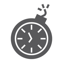 Deadline glyph icon, time and clock, stopwatch sign, vector graphics, a solid pattern on a white background.