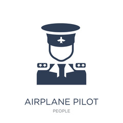 Airplane pilot icon. Trendy flat vector Airplane pilot icon on white background from People collection