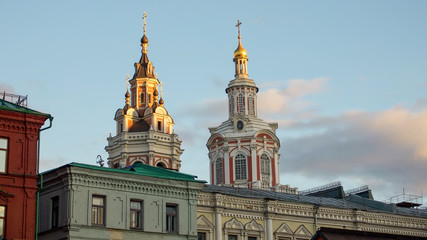 Architectural details of building near Red Square in Moscow.