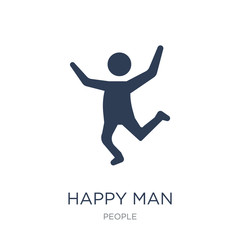 Fototapeta na wymiar Happy man icon. Trendy flat vector Happy man icon on white background from People collection