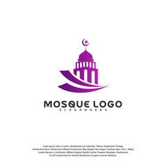 Obraz premium Islamic logo design vector. Mosque logo template. Muslims learn logo templates