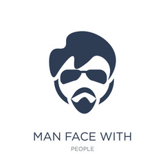 Man face with glasses and goatee icon. Trendy flat vector Man face with glasses and goatee icon on white background from People collection