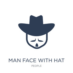 Man face with hat icon. Trendy flat vector Man face with hat icon on white background from People collection