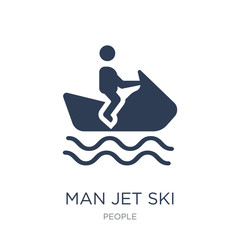 man Jet ski icon. Trendy flat vector man Jet ski icon on white background from People collection