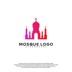 Islamic logo design vector. Mosque logo template. Muslims learn logo templates