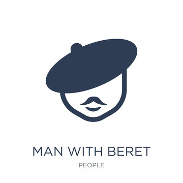 Man with beret icon. Trendy flat vector Man with beret icon on white background from People collection