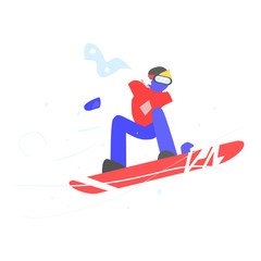 Man Snowboarding. Winter Vector Illustration