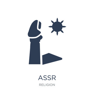 Assr icon. Trendy flat vector Assr icon on white background from Religion collection