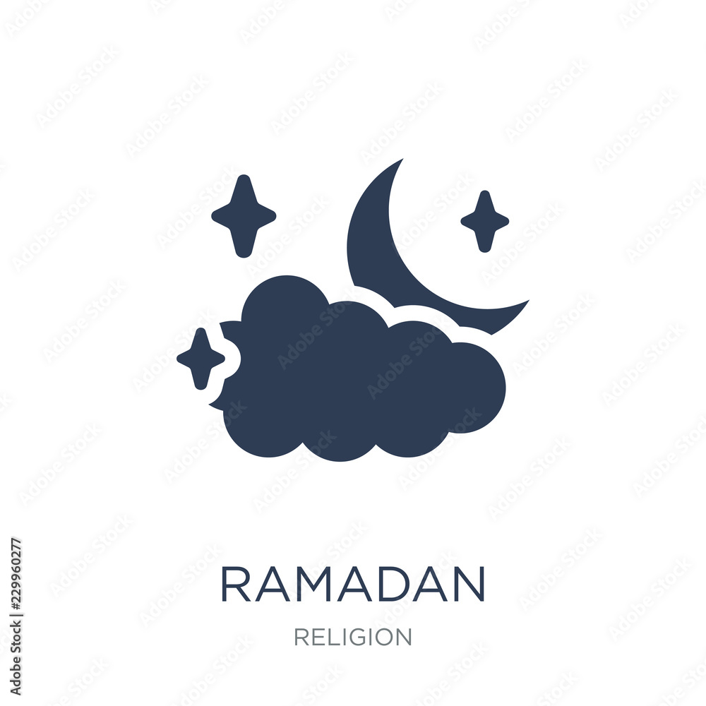 Poster ramadan crescent moon icon. trendy flat vector ramadan crescent moon icon on white background from r