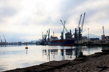 Fototapeta premium Cargo port on Black Sea in Batumi, Georgia