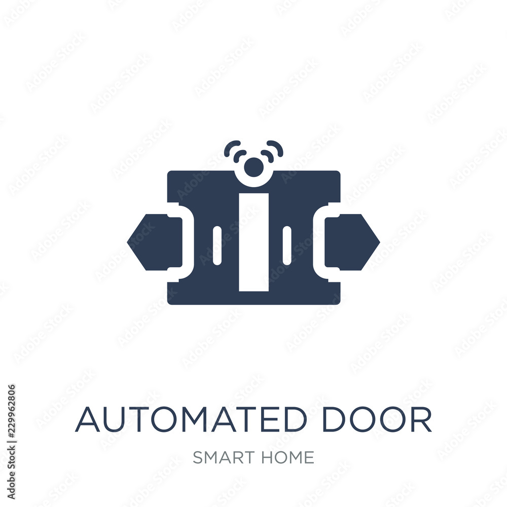 Poster automated door icon. trendy flat vector automated door icon on white background from smart home coll