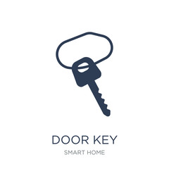 Door key icon. Trendy flat vector Door key icon on white background from smart home collection