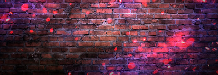 Dark basement room, sparks of fire and light on the walls. Neon lamps on the wall, night view....