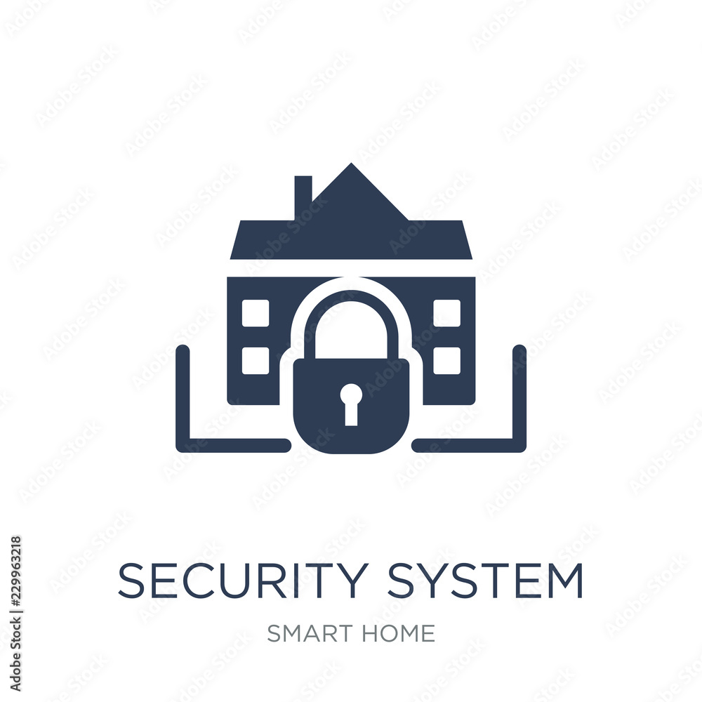 Poster security system icon. trendy flat vector security system icon on white background from smart home co