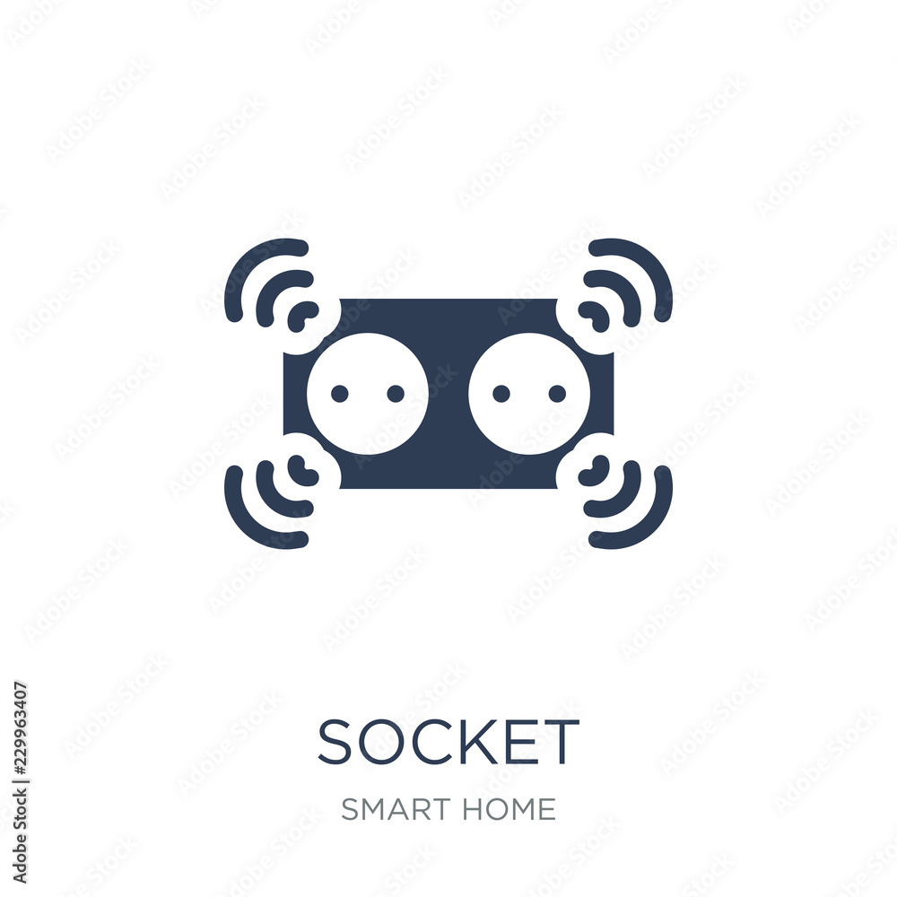 Poster socket icon. trendy flat vector socket icon on white background from smart home collection