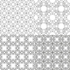 Set. Black and white image. Seamless. Pattern, geometric shapes, ornament. Abstract. Set