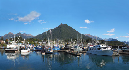 Fototapeta na wymiar Sitka Alaska Harbor Panorama