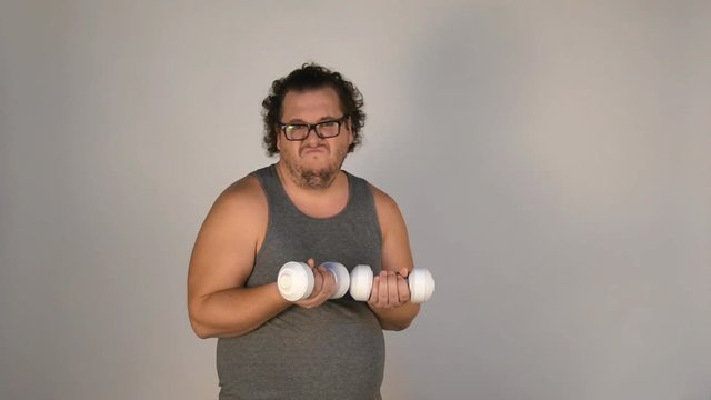 Fitness and funny fat man.
