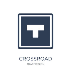 Fototapeta premium Crossroad sign icon. Trendy flat vector Crossroad sign icon on white background from traffic sign collection
