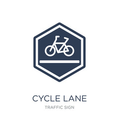 Cycle lane sign icon. Trendy flat vector Cycle lane sign icon on white background from traffic sign collection