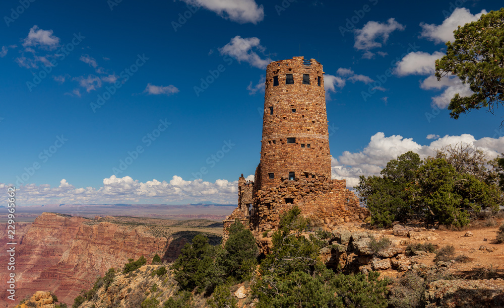 Wall mural The watch tower overlooking the grand canyon