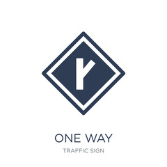 One way sign icon. Trendy flat vector One way sign icon on white background from traffic sign collection