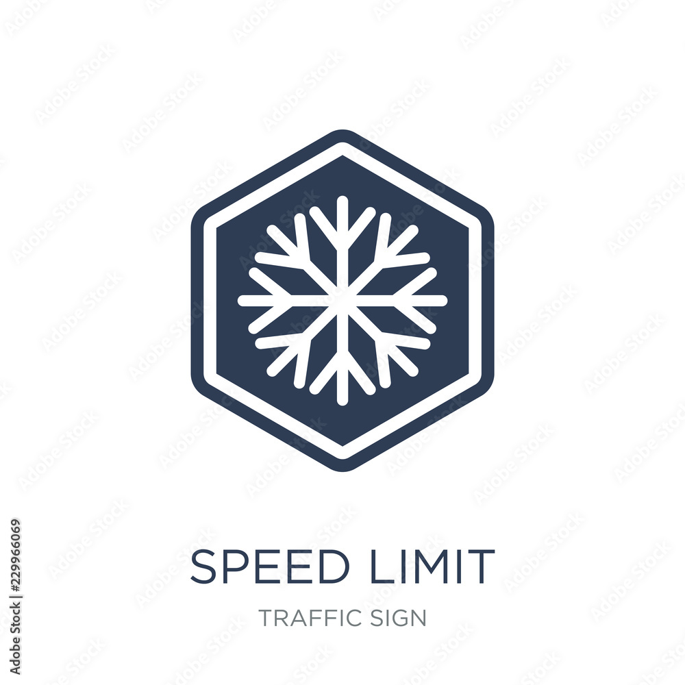 Poster speed limit sign icon. trendy flat vector speed limit sign icon on white background from traffic sig