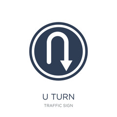 U turn sign icon. Trendy flat vector U turn sign icon on white background from traffic sign collection