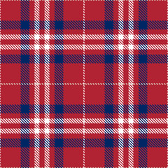 Patriotic Tartan  of White , Blue, Red Seamless Patterns