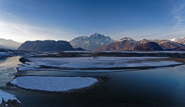 Indus River Winter Landscape