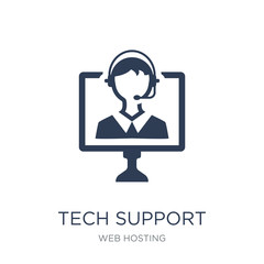 Tech support icon. Trendy flat vector Tech support icon on white background from web hosting collection