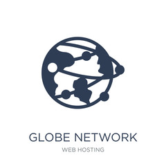 Globe network icon. Trendy flat vector Globe network icon on white background from web hosting collection