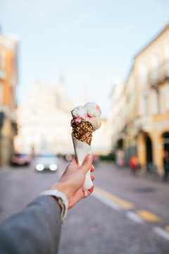 Eating italian icecream on the street