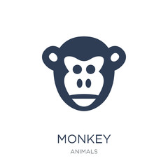 Monkey icon. Trendy flat vector Monkey icon on white background from animals collection