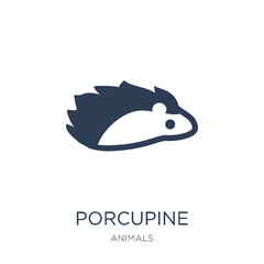porcupine icon. Trendy flat vector porcupine icon on white background from animals collection