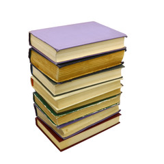 stack old hardcover books, isolated