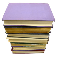 stack old hardcover books, isolated