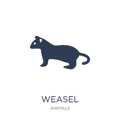 weasel icon. Trendy flat vector weasel icon on white background from animals collection