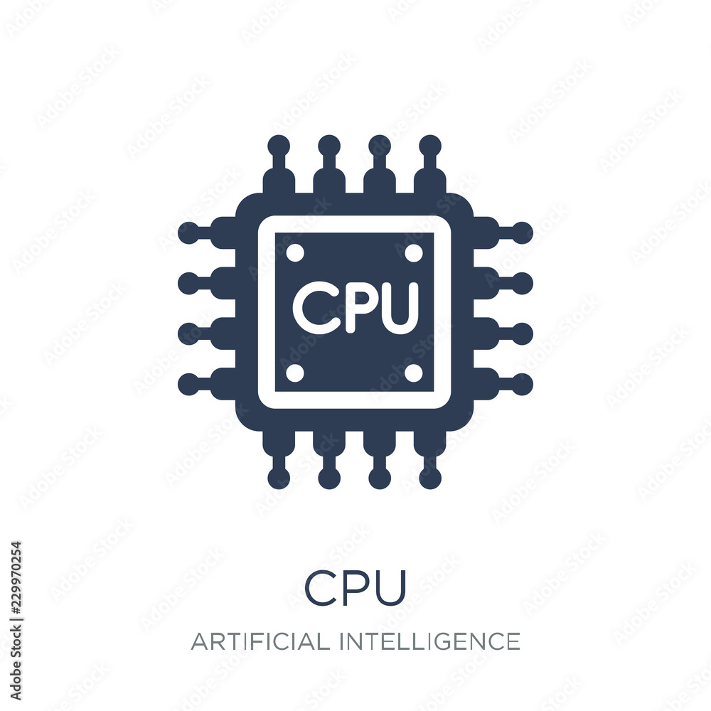 Poster cpu icon. trendy flat vector cpu icon on white background from a