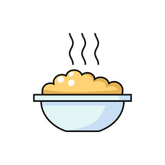 Porridge flat vector illustration isolated on white background for icon, logotype, mobile app and web design. Plate of food.