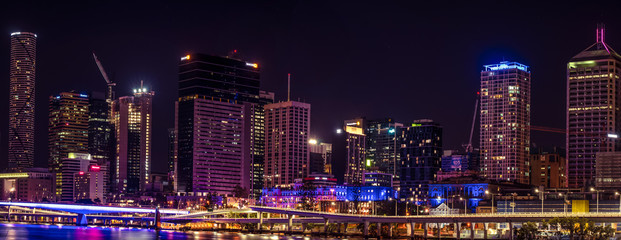 Fototapeta na wymiar Brisbane, Queensland, Australia. 25/10/2017: Panoramic view of Brisbane city centre at night