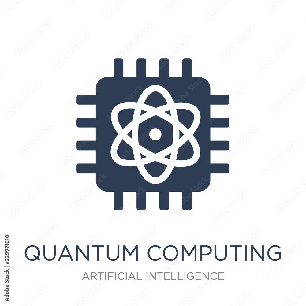 Poster quantum computing icon. trendy flat vector quantum computing ico