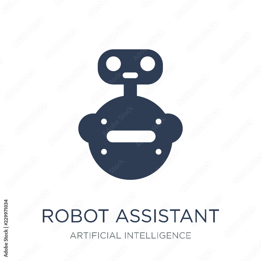 Poster robot assistant icon. trendy flat vector robot assistant icon on