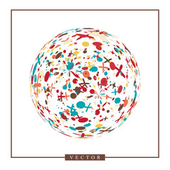 Abstract vector 3d shape or sphere with flower ornament